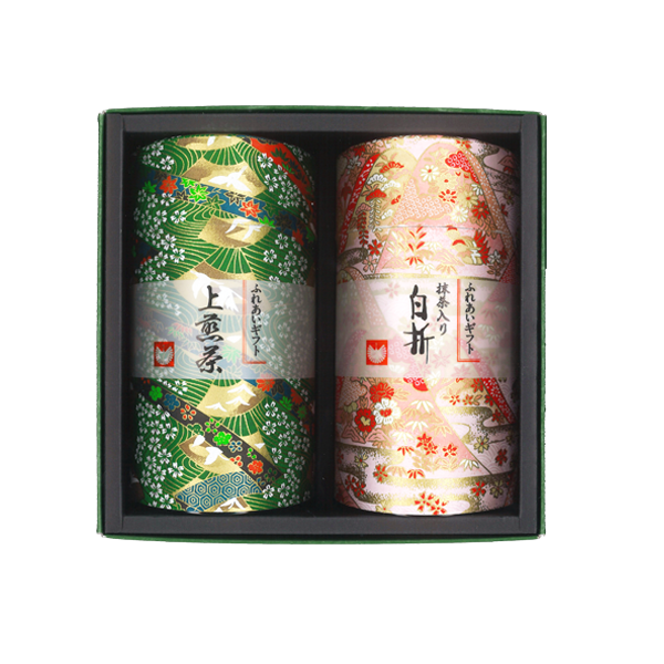 和紙友禅EL-30上煎茶抹茶入白折